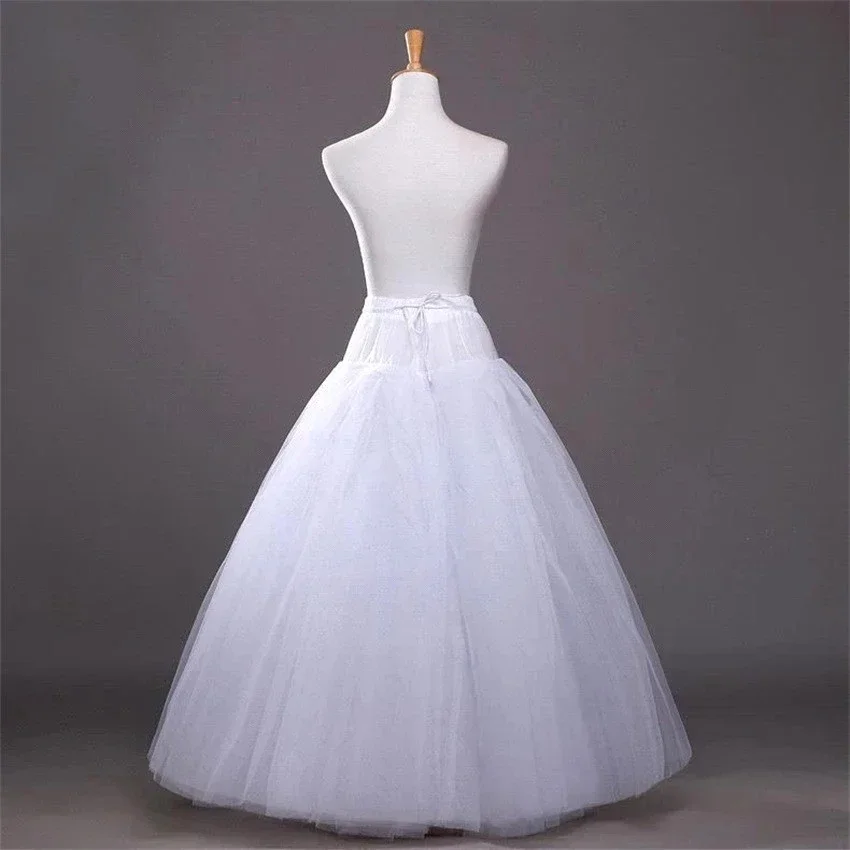 Witte baljurk tule hoepelloze petticoat crinoline rok taille verstelbare jupon goedkope trouwjurk onderrok