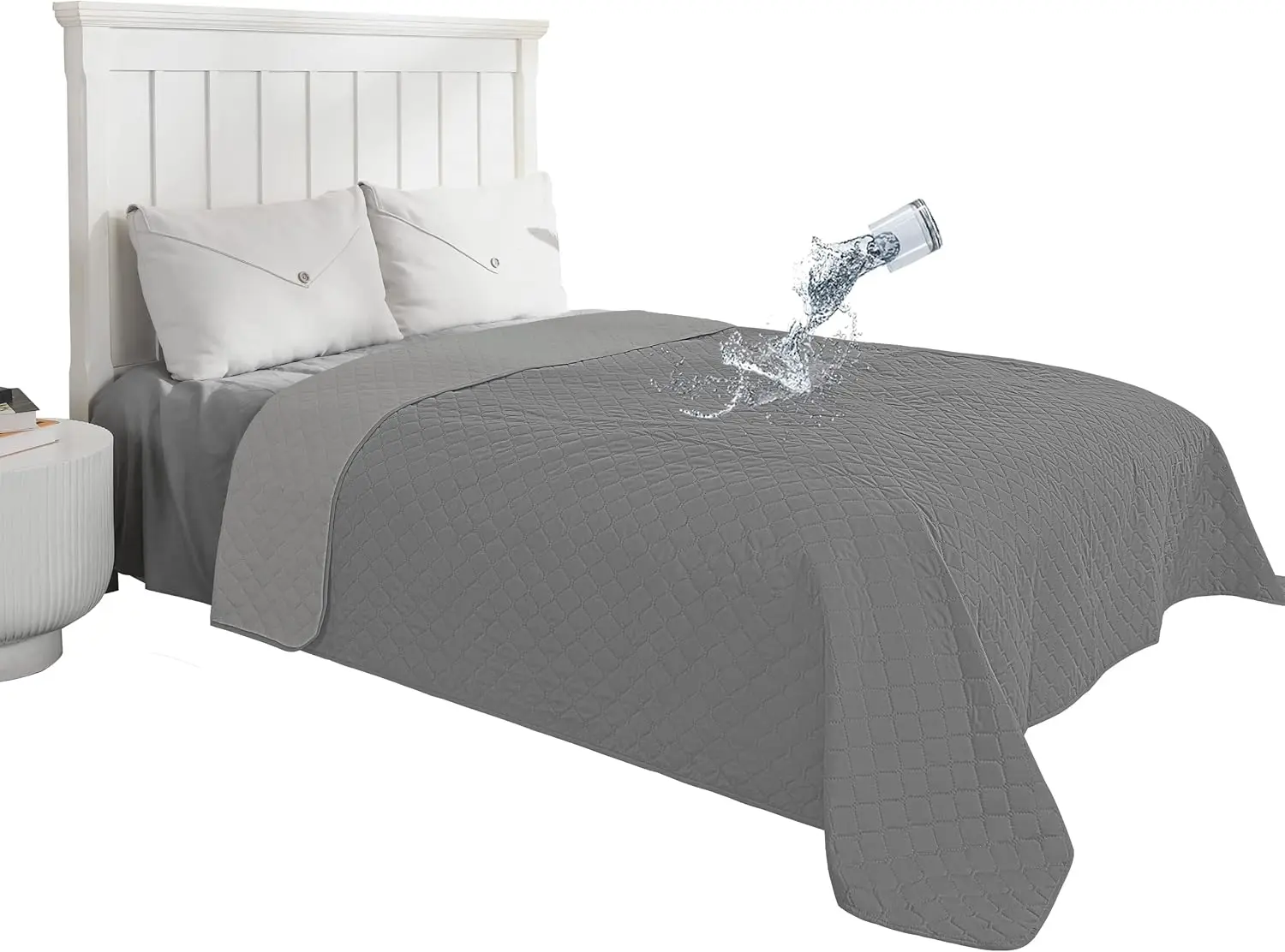 

100% Waterproof Dog Bed Cover Reversible Leak Proof Couch Cover Washable Sofa Protector for Pets Kids (68x86 Inch, Gray/Light Gray)