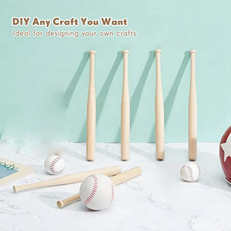 36 PCS Mini Baseball Bat 7 Inch Unfinished Small Wooden Bats Unpainted Wood Baseball Bats For Painting Keychain