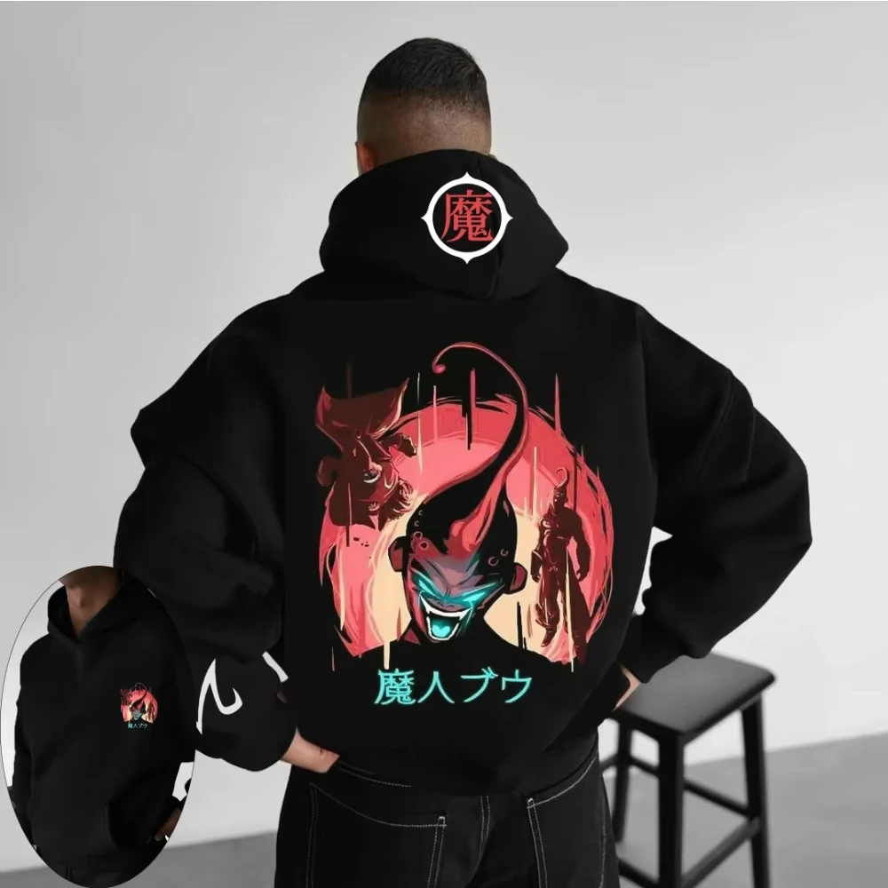 Dragon Ball Men's Hoodie Sweater Majin Buu Japanese Anime Fashion Trend 2025 Autumn/Winter Printed 100% Pure Cotton Hoodie