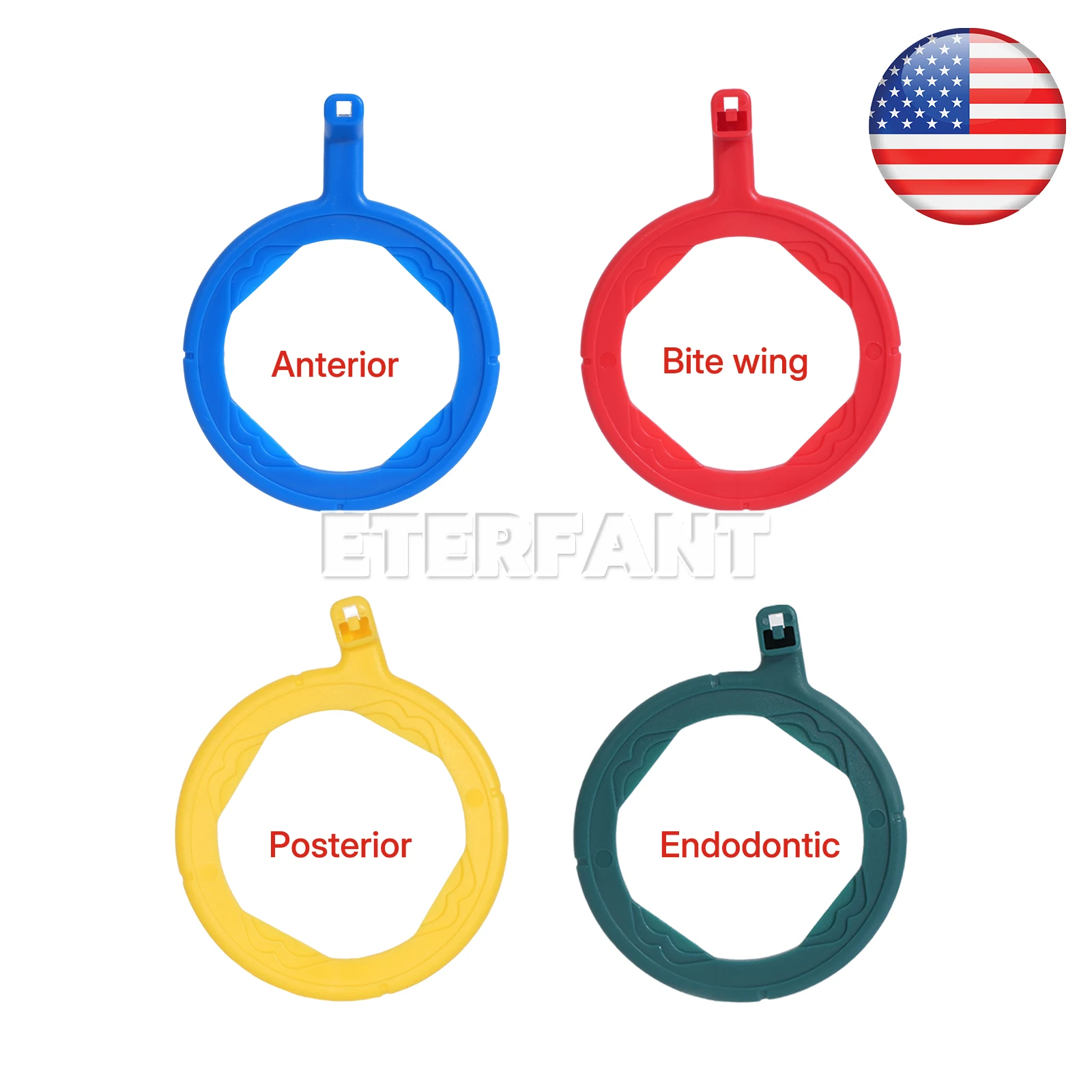 

ETERFANT 5PCs Dental X-Ray XCP-DS Fit Anterior Blue/Bite Wing Red/Posterior Yellow/Endodontic Green