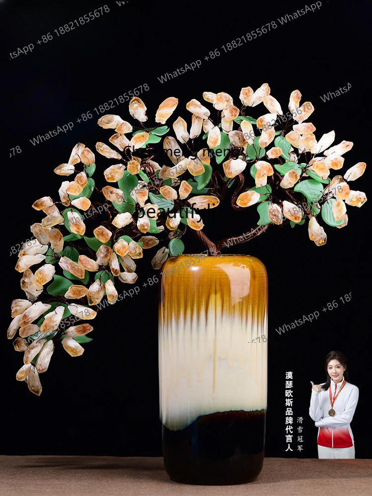 Modern Crystal Rich Tree Decoration Lucky Money Tree Housewarming Living Room Decoration High-End Gifts