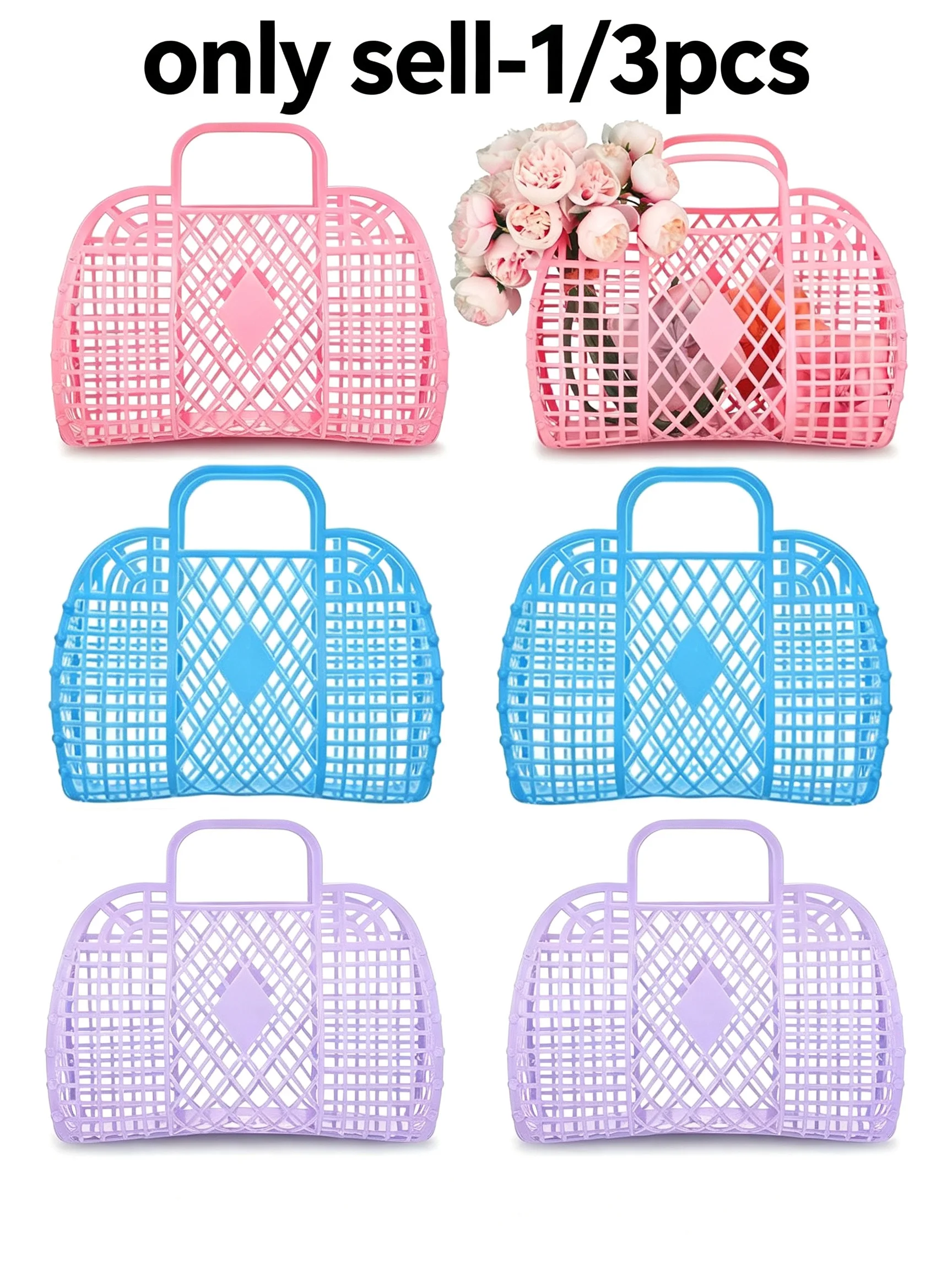 1/3pcs Colorful Jelly Basket Easter Egg Handbag Reusable Beach Bag for Baby Parties Back-to-School Birthday Gifts Boys Gi