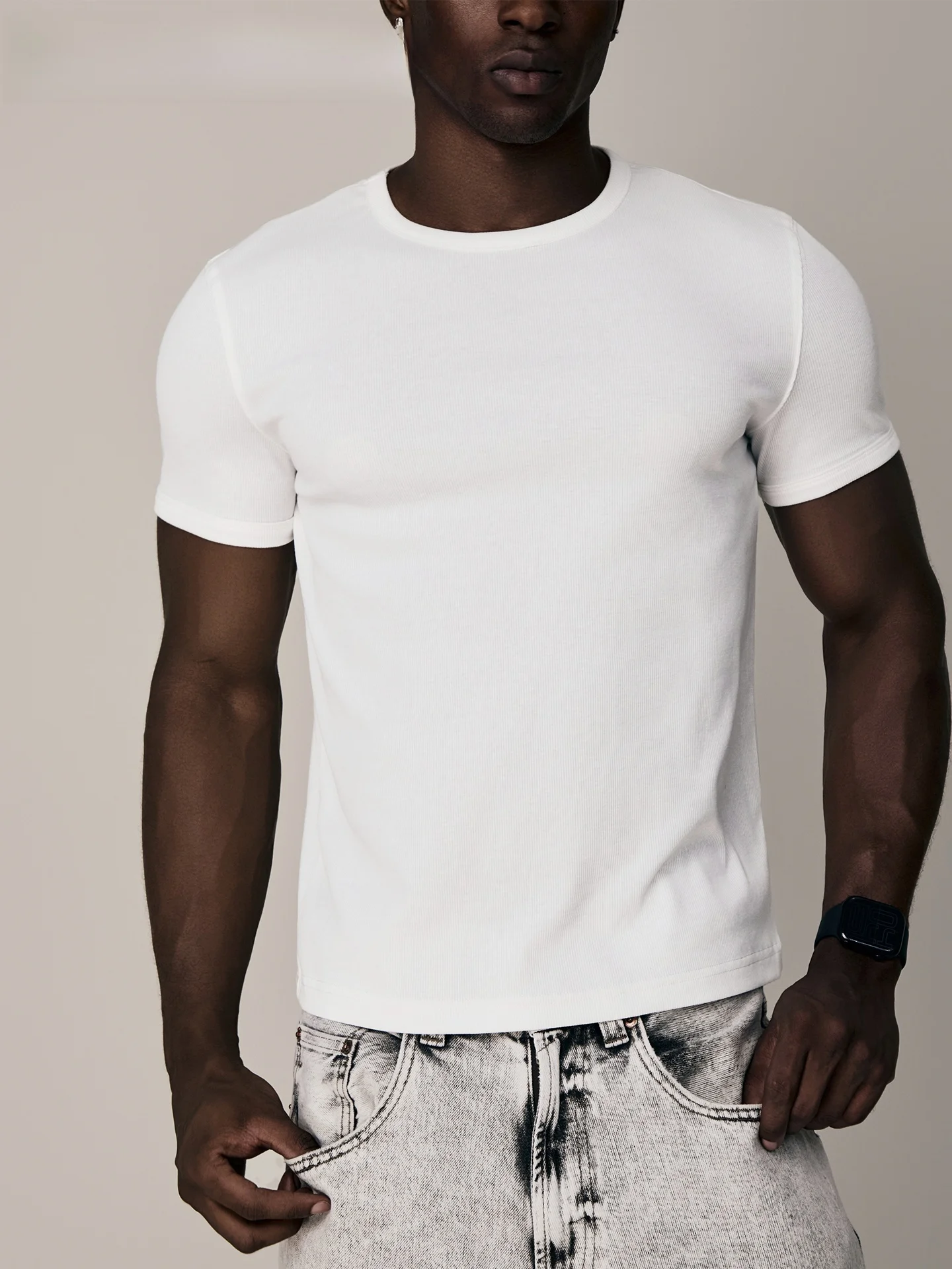 

Мужская футболка BledFolks Slim Fit с коротким рукавом, повседневная, летняя, тонкая, в рубчик, базовый слой, топ