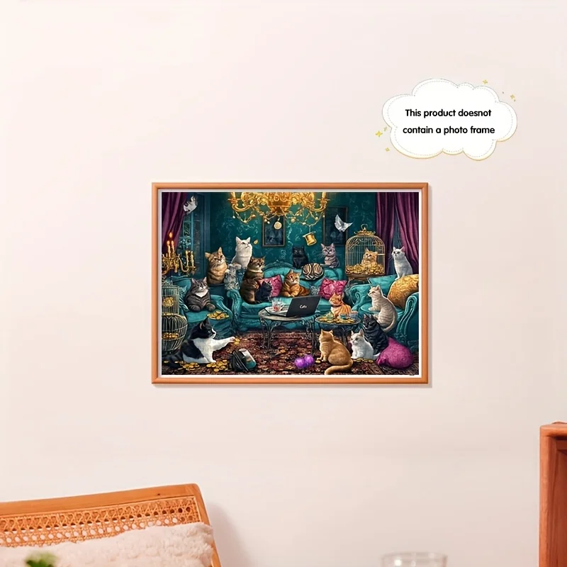 Puzzle per adulti da 1000 pezzi: mini puzzle rettangolare infernale difficile (38X26 cm/14,96X10,24 pollici), con gatti e dorati di lusso