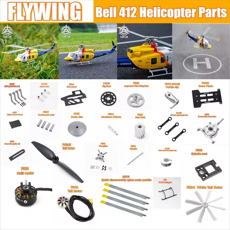 FLYWING Bell 412 scale helicopter parts RC Helicopter Accessories Blade Gear Motor ESC Rotor Head Tail Servo Original Parts