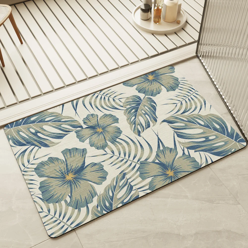 

Absorbent bathroom mat, toilet quick-drying foot mat, household sink, carpet floor mat, door non-slip small flower soft floor