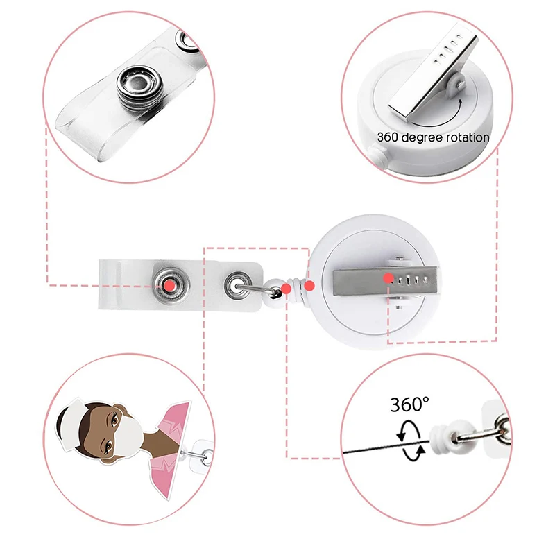 1Pcs Pretty Black Girl Doctors & Nurses 360° Rotation Retractable Badge Reel Nurse Card Holder Exhibition Enfermera Name Card
