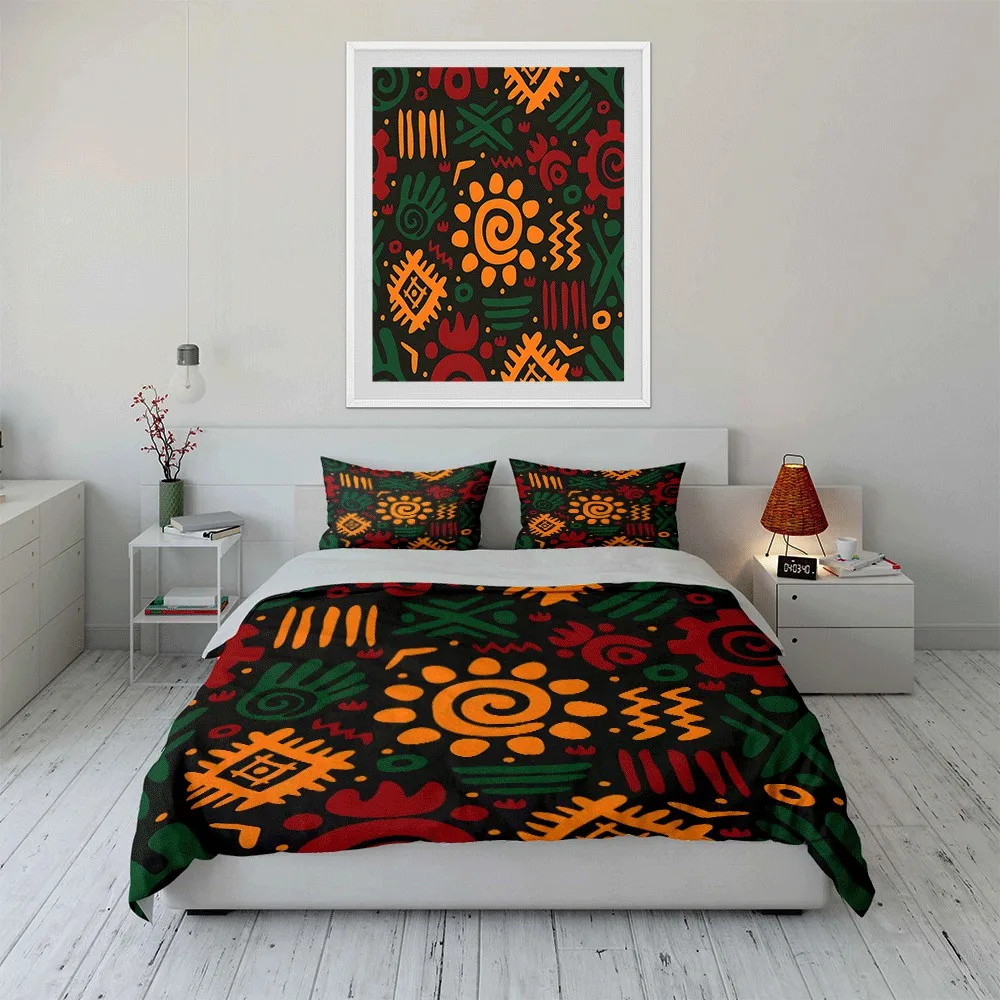 Colorful Tribal Pattern Three-Piece Set Exquisite three-piece bedding set gift for kids and adults