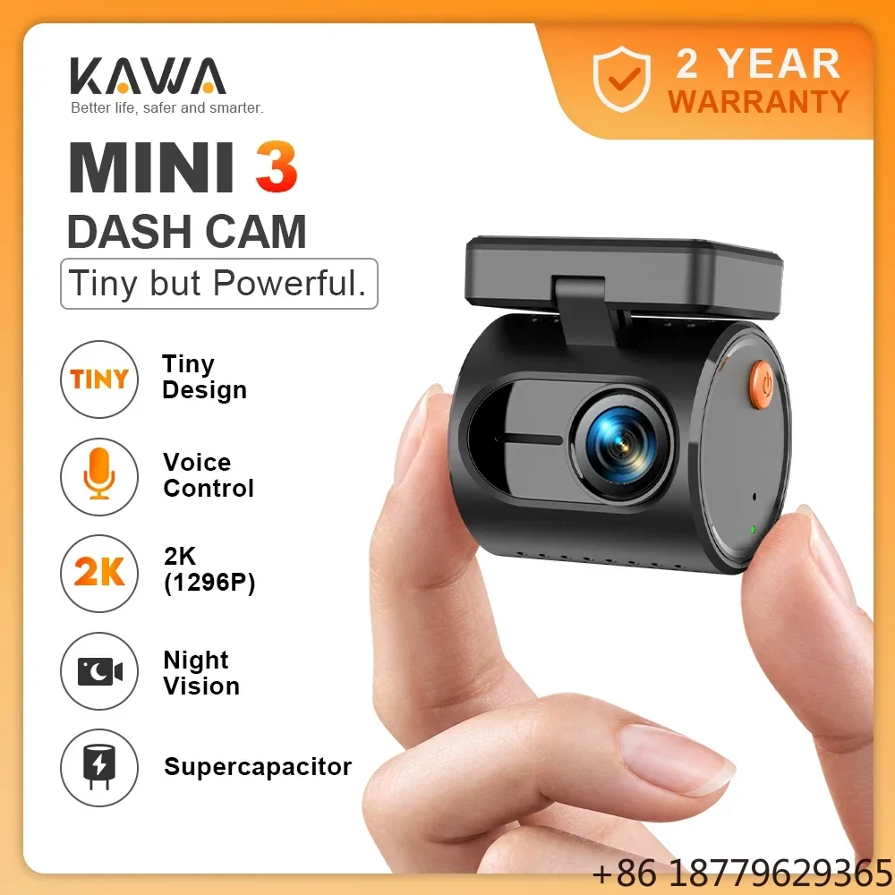 Dash Cam MINI Tiny 2K 1296P Voice Control Colorful Night Vision 24H Parking Guard Camera WIFI G-sensor Supercapacitor