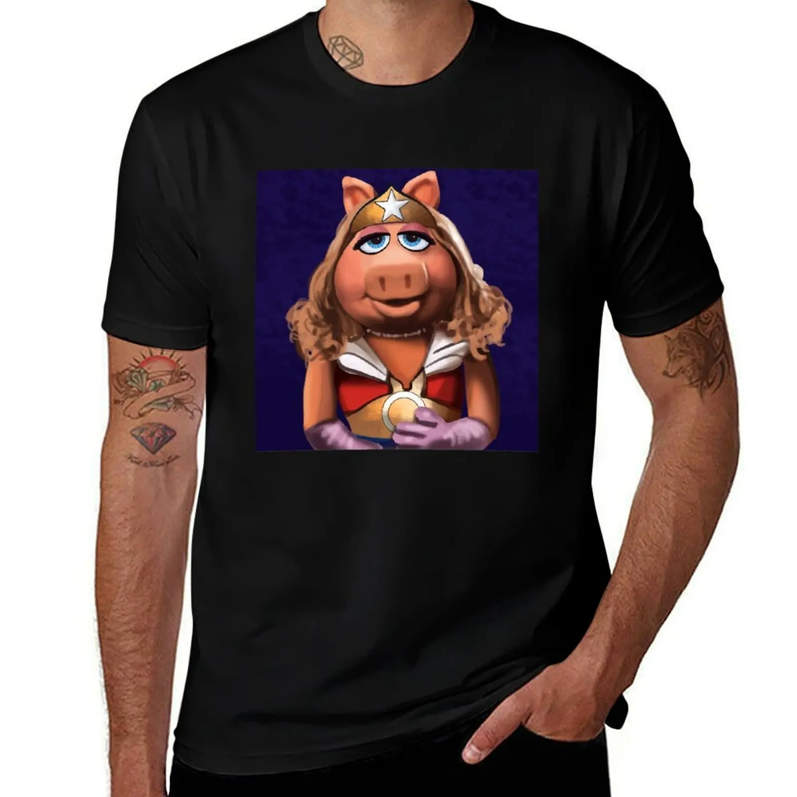 Miss Piggy Wonder T-Shirt Basic Short Sleeve T-Shirt for Men