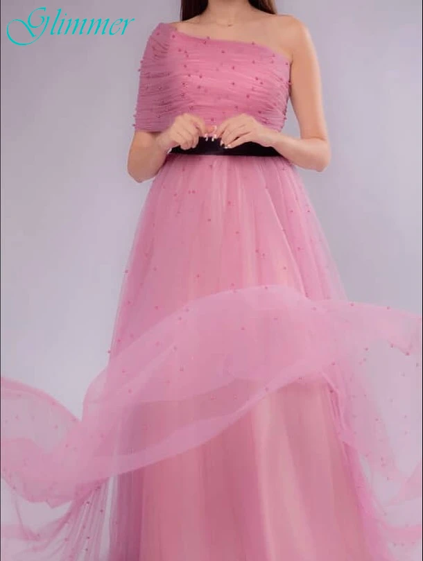 

Customized A-Line One Shoulder Elegant Evening Dress Delicate High Quality Bespoke Occasion Gowns Modern Celebrity Gowns