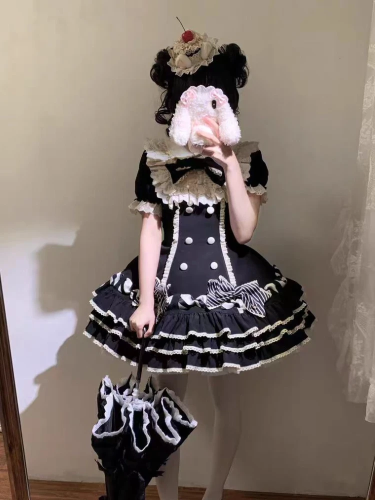 2025 Japanese Kawaii Sweet Lolita Princess Dress Women Pink Y2k Bow Lovely Slim Dresses Female Korea Style Design Chic Outfits - Image 2