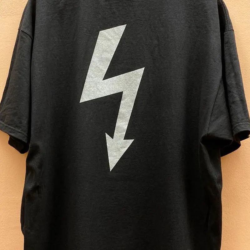 Marilyn Manson American High Street Lightning Print Short Sleeve Heavy Cotton Tee