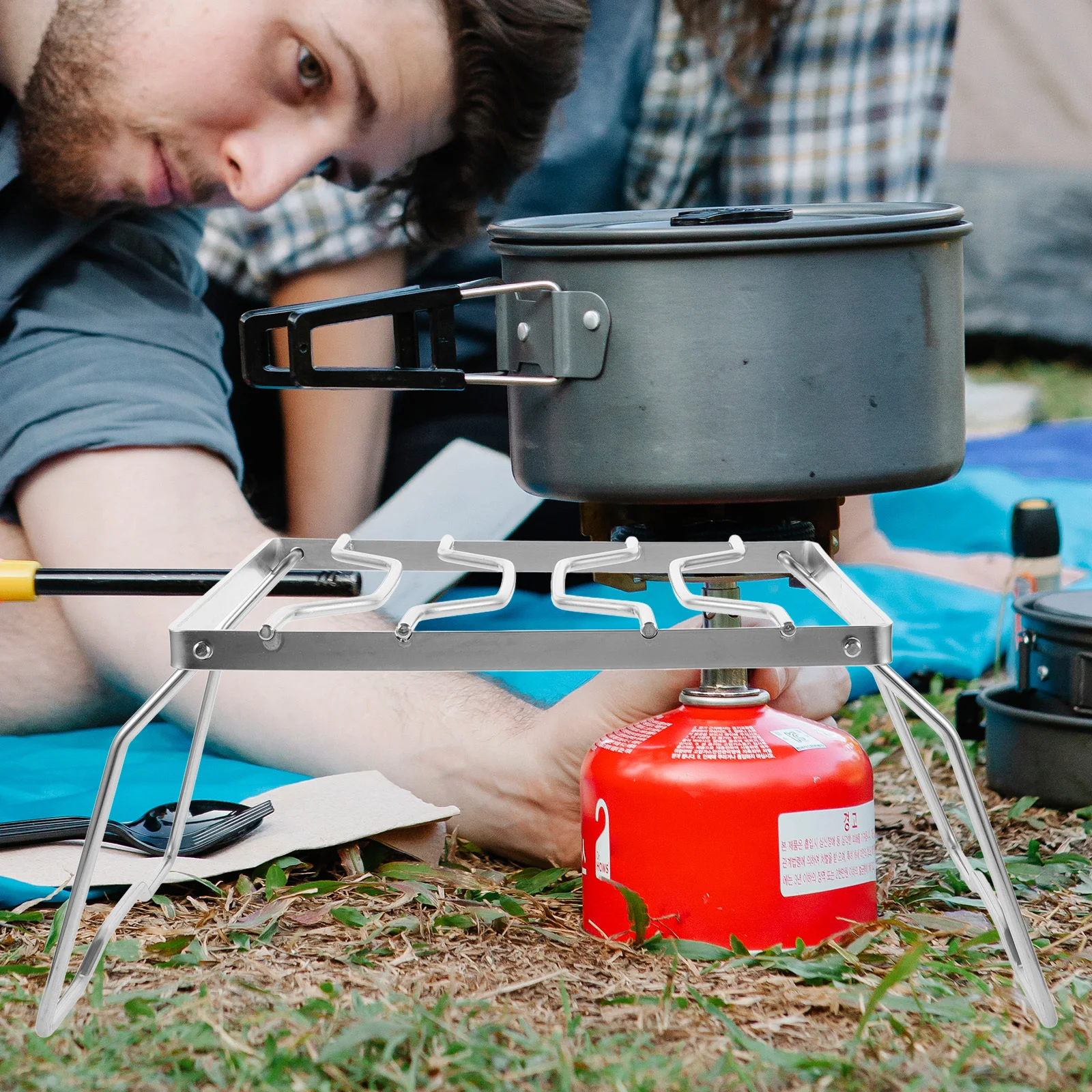 

Stainless Steel Folding Campfire Grill Stand Portable Multi-Functional Bbq Rack Cooking Campfire Stove Picnic Tabletop