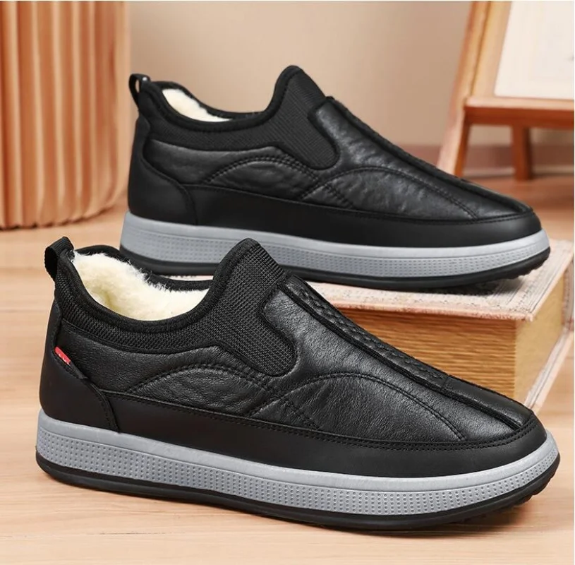 

Новые зимние ботинки из овечьей шерсти, мужская хлопковая обувь с бархатом, теплые мужские повседневные ботинки, ботинки для папы среднего возраста