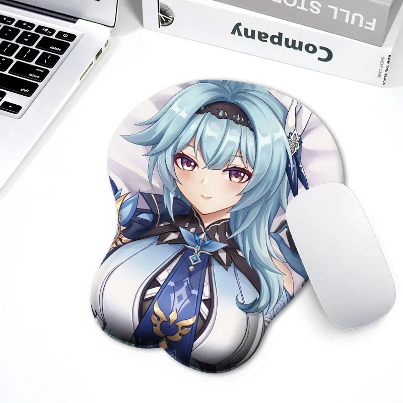 

Genshin Impact Eula Creative Anime Figure 3D Mouse Pad Sexy Beauty Chest Silicone Mousepad With Wrist Rest Support Mouse Mat