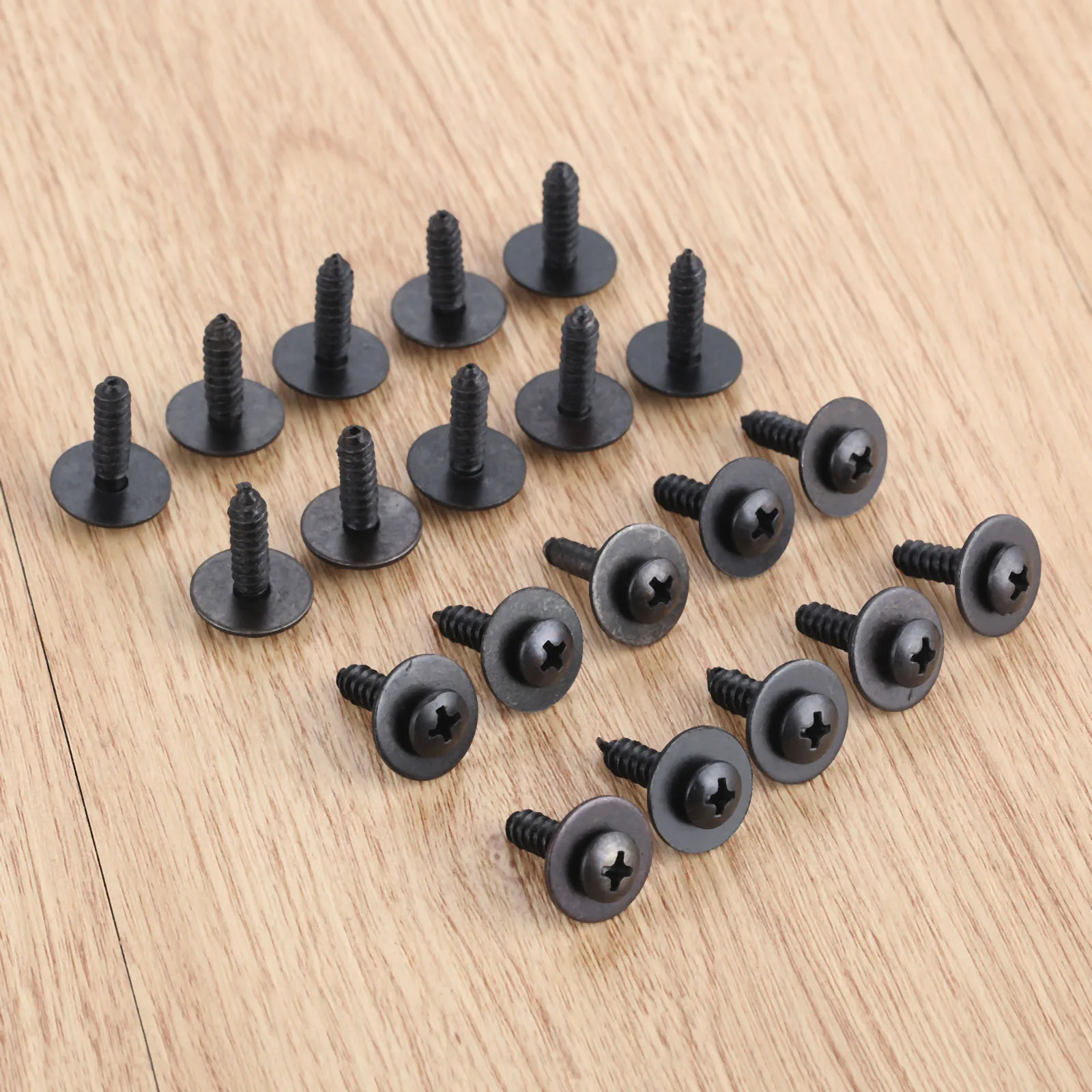 20Pcs Black Plastic Fixed Auto Car Body Fender Screws Retainer Clips M6 Metal Rivet Fastener Cross Self Tapping Phillips Screws