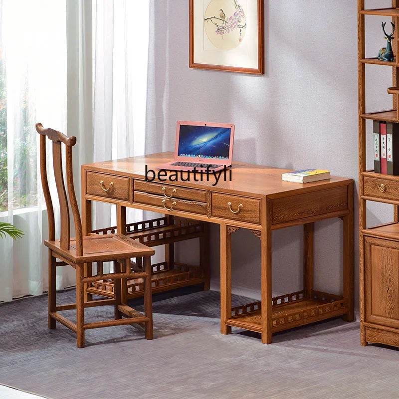 Chicken wing wood computer desktop table Chinese solid wood desk writing desk study table