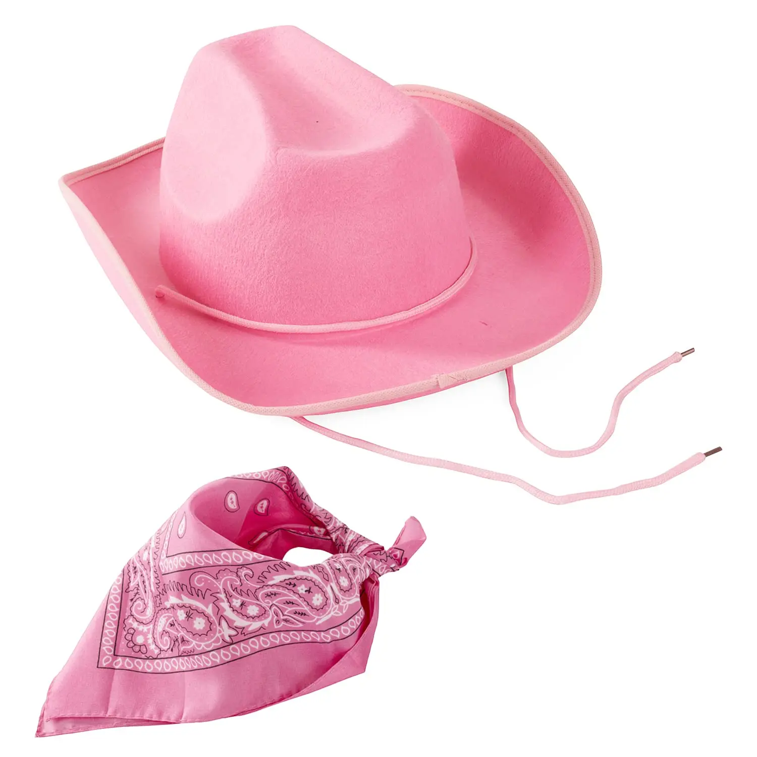 

New Adjustable Chin Strap Cowboy Hats Cowgirl Hat With Scarf For Women Girls Cowboy Costume Theme Party Hot Sale