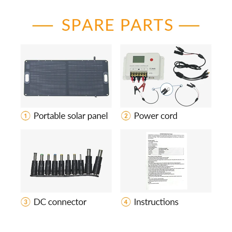 Portable Folding Solar Panel 100W Flexible Foldable Solar Panel 20V Battery Camping Kit High Efficience Travel&Phone&Boat&RV