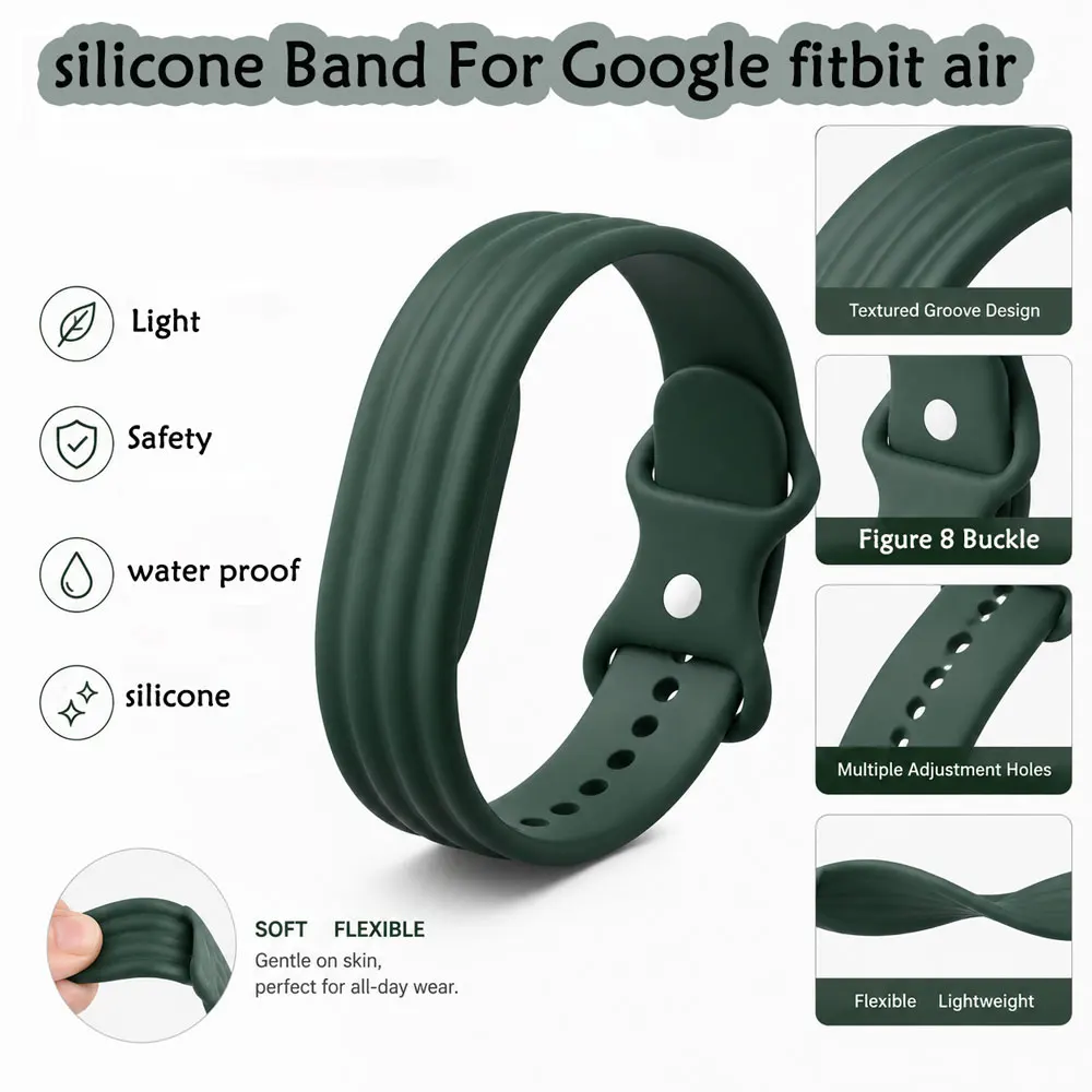 Silikonarmband für Google Fitbit Air, Unisex, weich und hautfreundlich, atmungsaktiv, Ersatz-Uhrenarmband für Google Fitbit Air