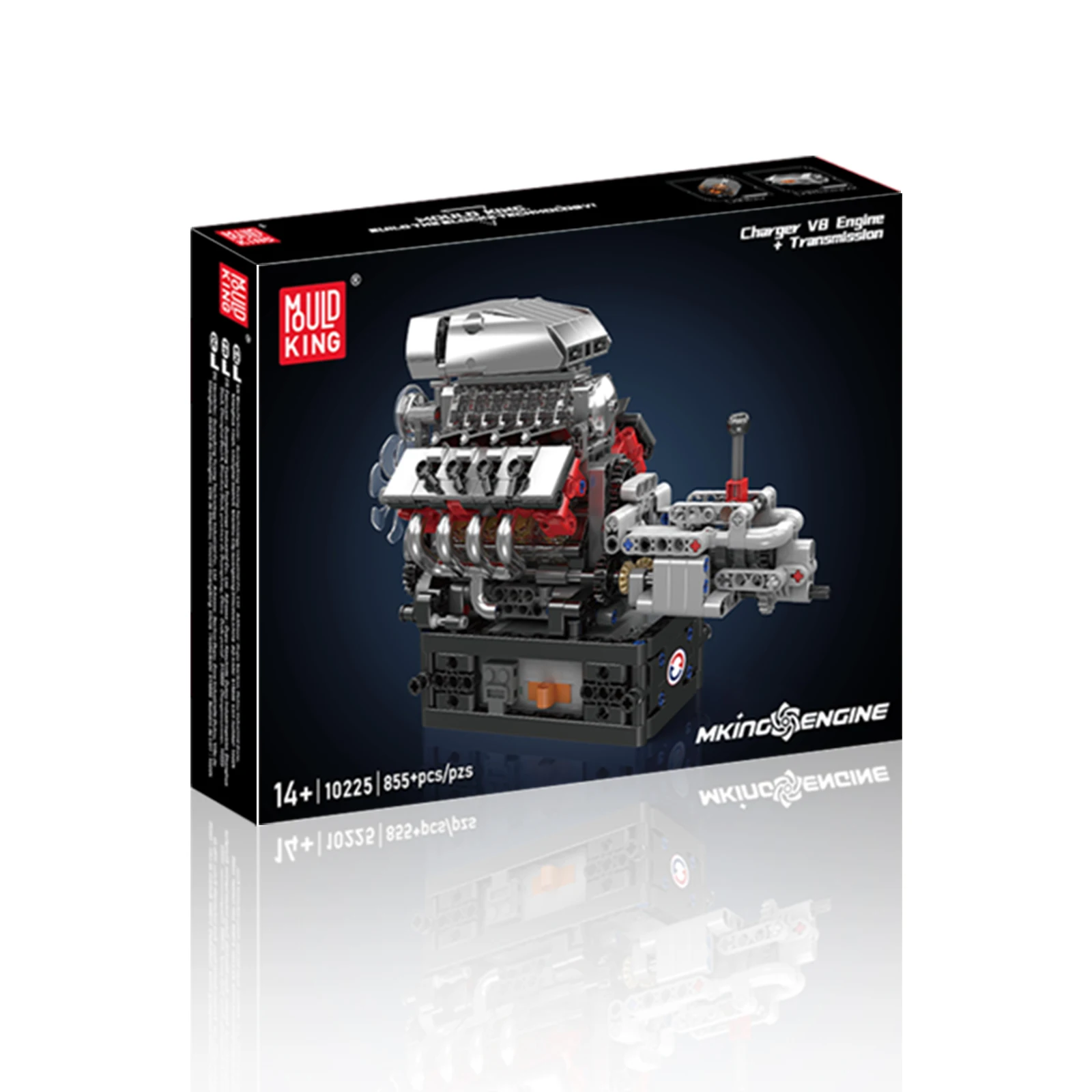 Mould King 10225 V8 bloques de construcción de motor modelo de Motor de simulación serie Motor de potencia caja de batería AA niños adultos juguete para regalo 855 Uds