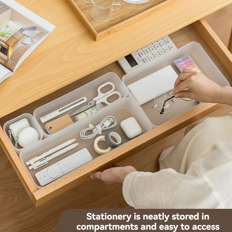 Drawer Storage Compartment Storage Box for Desktop, Office Desk with Built-in Pen Storage Compartments.