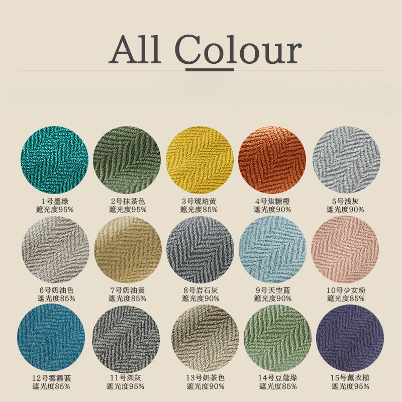 High Temperature Fixed Chenille Herringbone Window Curtains for Living Room Bedroom Dining  Japanese Milk Tea Shade Custom Size