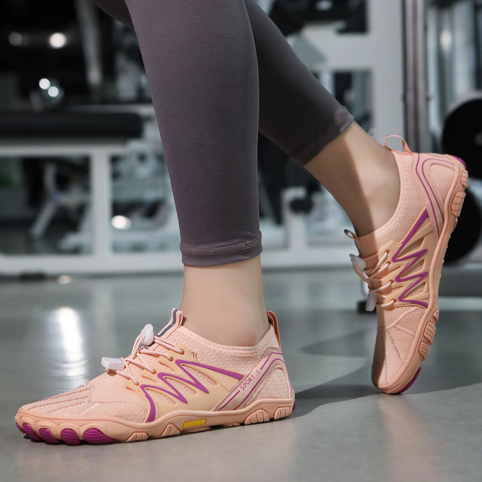 Bild 6: Rosa Barfuß-Wasserschuhe Unisex Schnelltrocknend Rutschfest für Yoga Fitness Strand Schwimmen