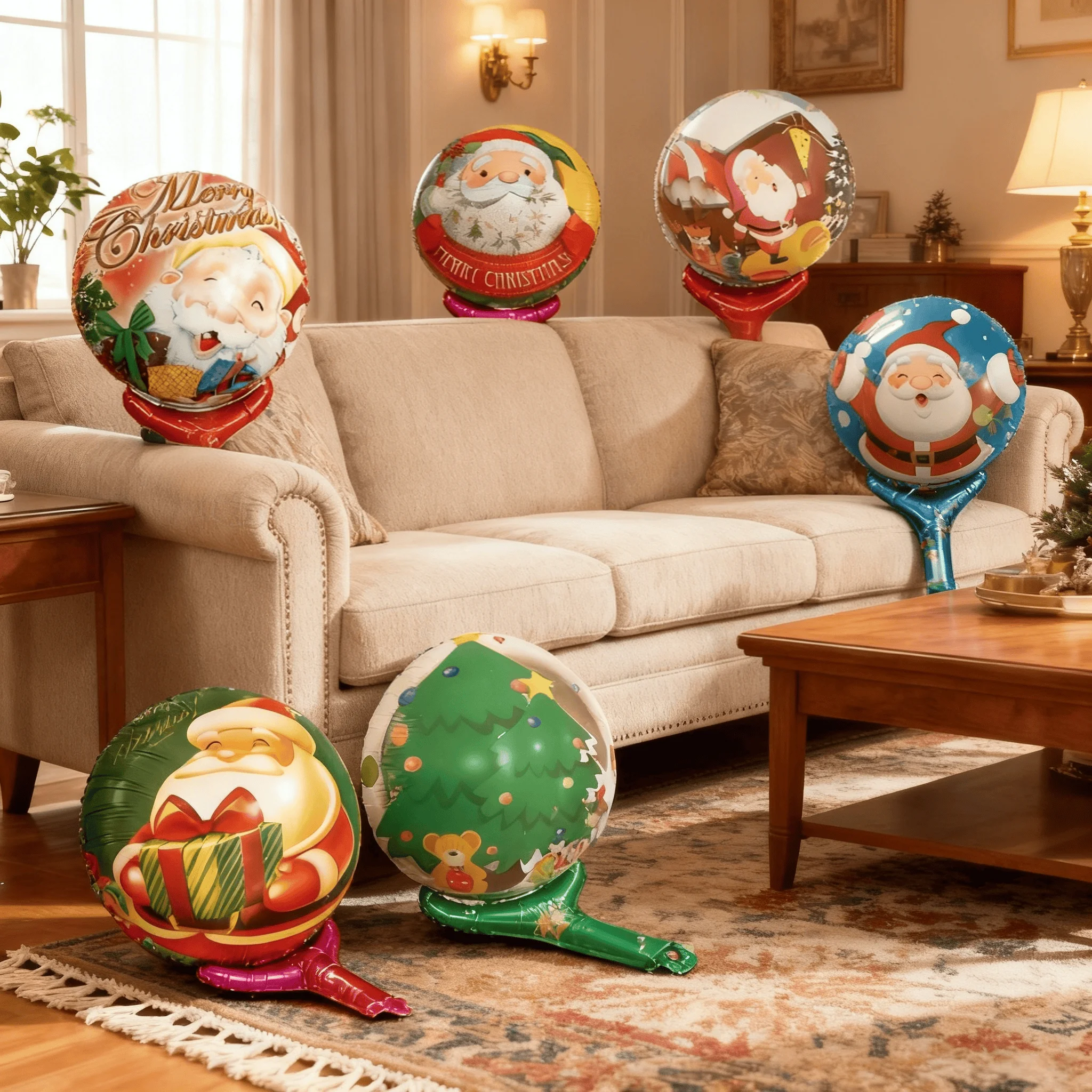 

Christmas Ballon Stick Santa Claus Tree Foil Inflatable Balloon for Kids Xmas Eve New Year Carnival Festival Holiday Party Decor