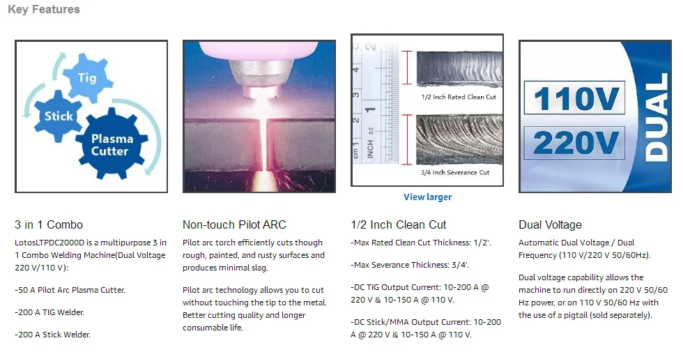 YYHCLotos LTPDC2000D CUT MMA TIG 3 in1 multi function tig welder