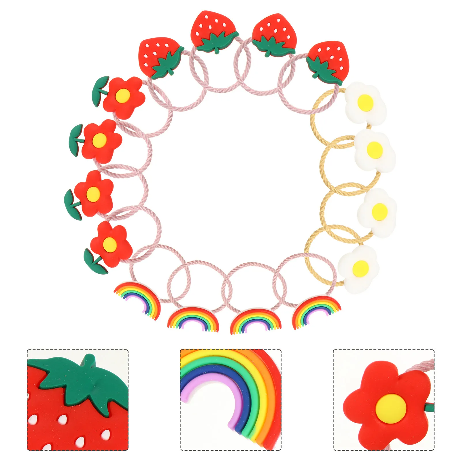 

16Pcs Cartoon Hair Rings No Hurt Baby Hair Beautiful Color Lustrous Exquisite Workmanship Deformation Resistant Decorations