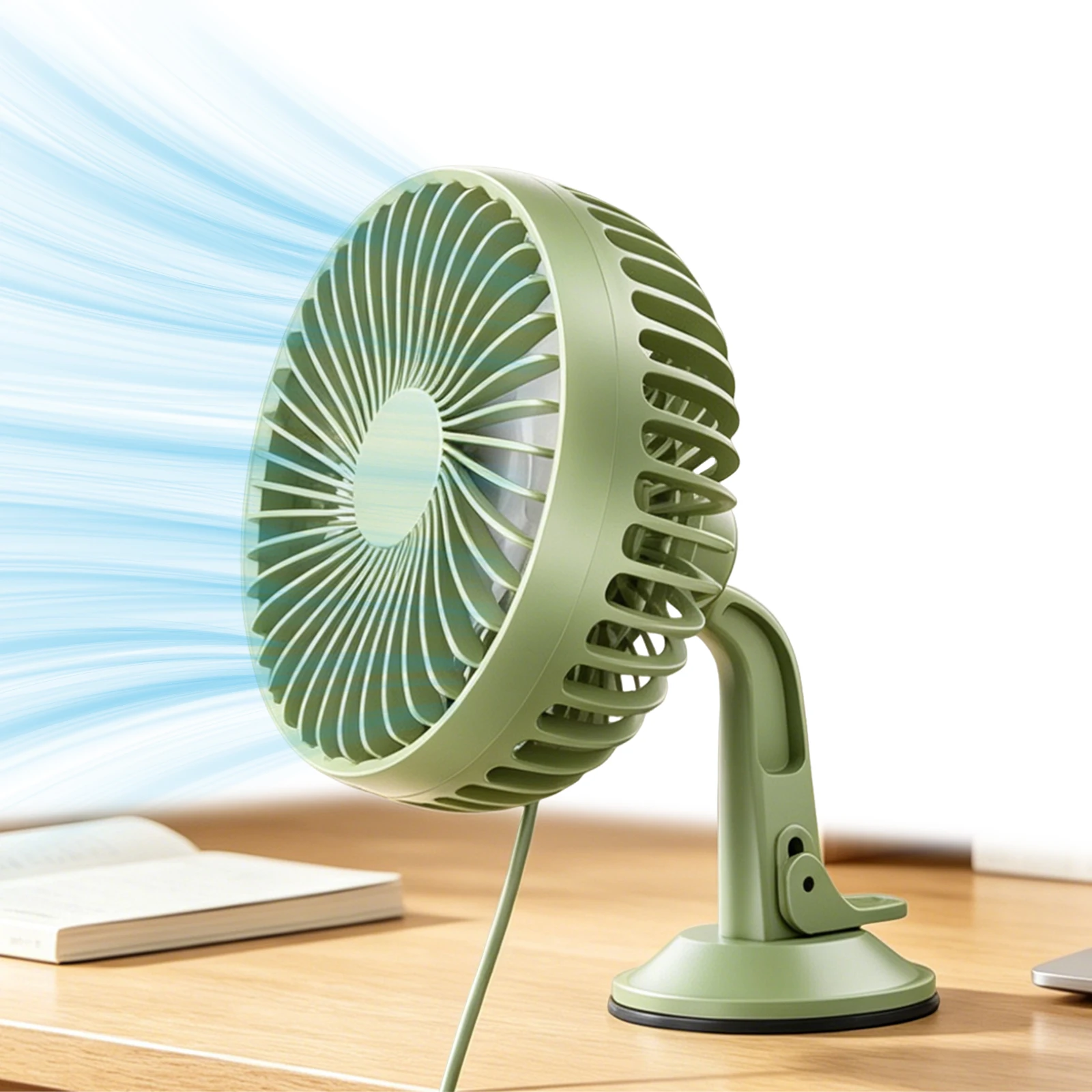 12V/24V Mini Portable Desktop Table Fans Multi-Angle Adjustable Suction Cup Auto Cooler for Home Office Travel Indoor Outdoor