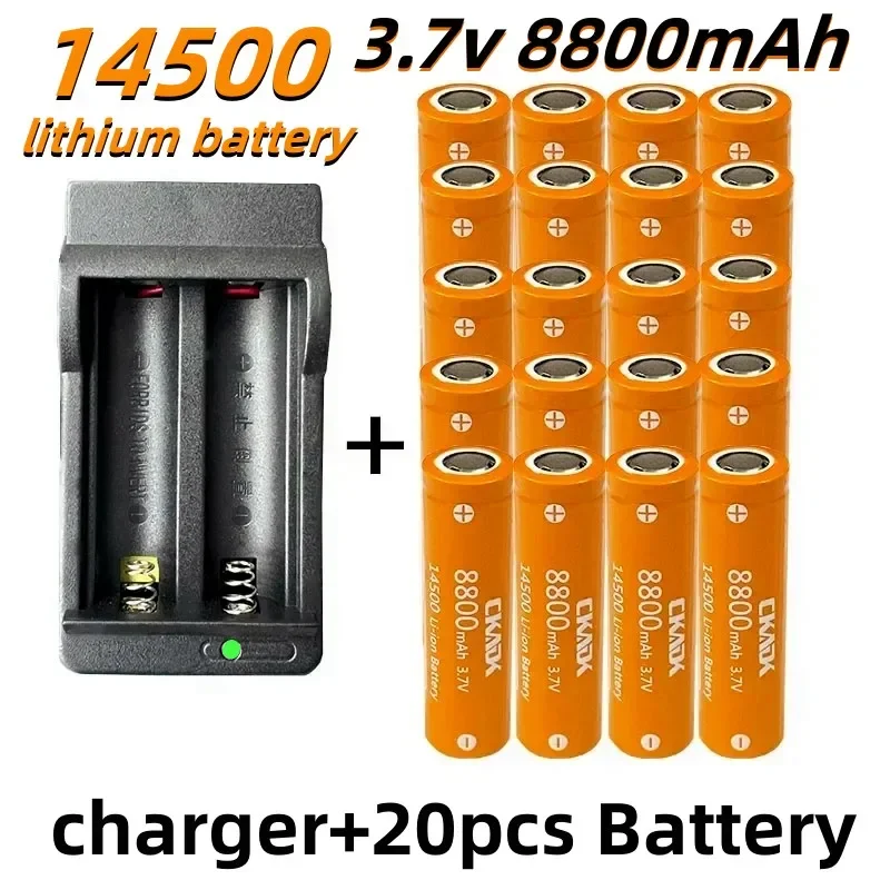 

14500 Lithium Rechargeable Battery 3.7V8800mAh Large Capacity Lithium Battery Multimeter Flashlight Laser Pen Battery+charger