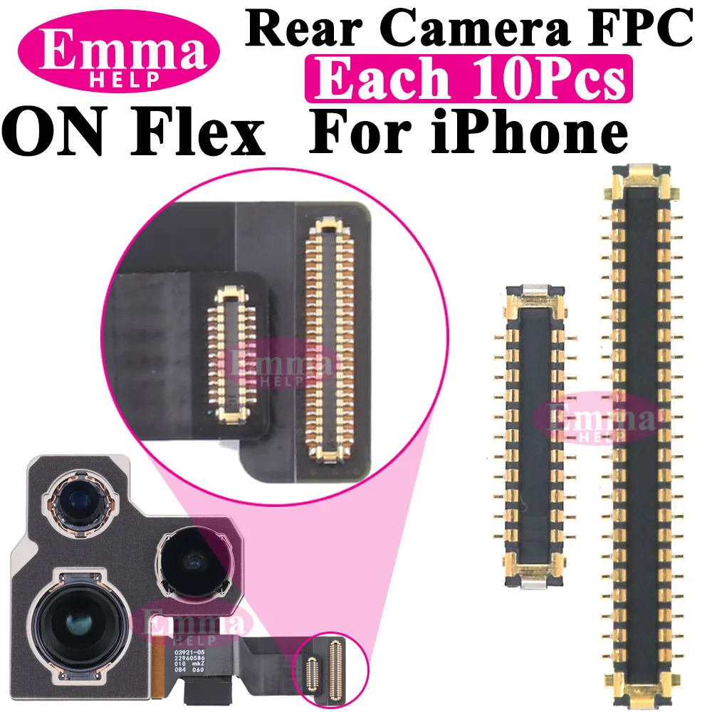 10Pcs Back Rear FPC camera FPC Connector for iPhone 11 12 13 14 Pro Max Plus XS On Flex Logic Board Flex Cable Phone Accessories