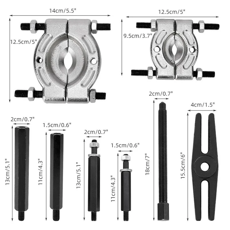 12pcs Car Bearing Separator Puller Set Bearing Removal Tool Set Bar-Type Splitter Gear Puller Fly Wheel Tool 30-50mm 50-75mm