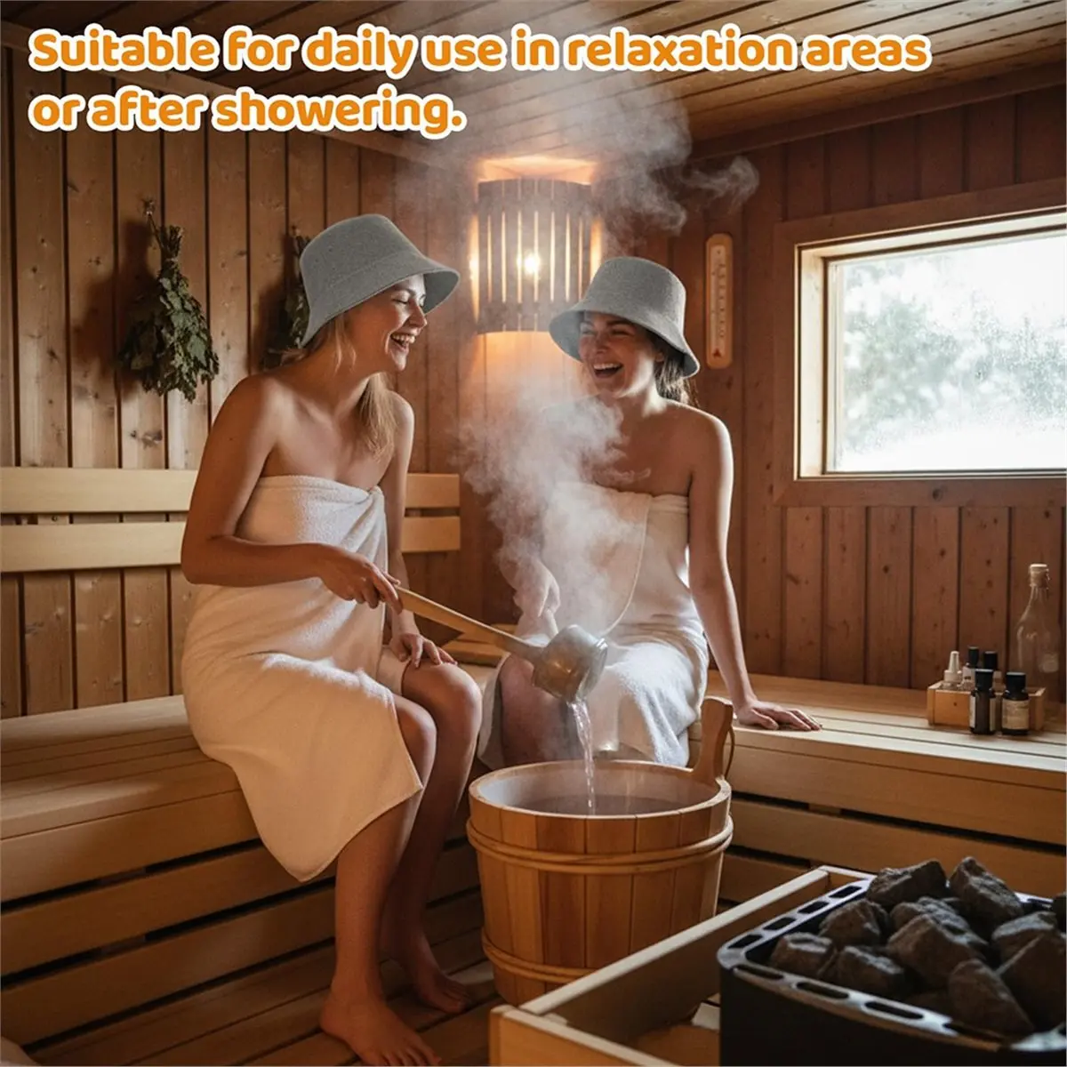 Essential Sauna Accessories: Grey Felt Sauna Hats for Men and Women, Perfect for Spa and Wellness Sessions, 27 X 17 cm