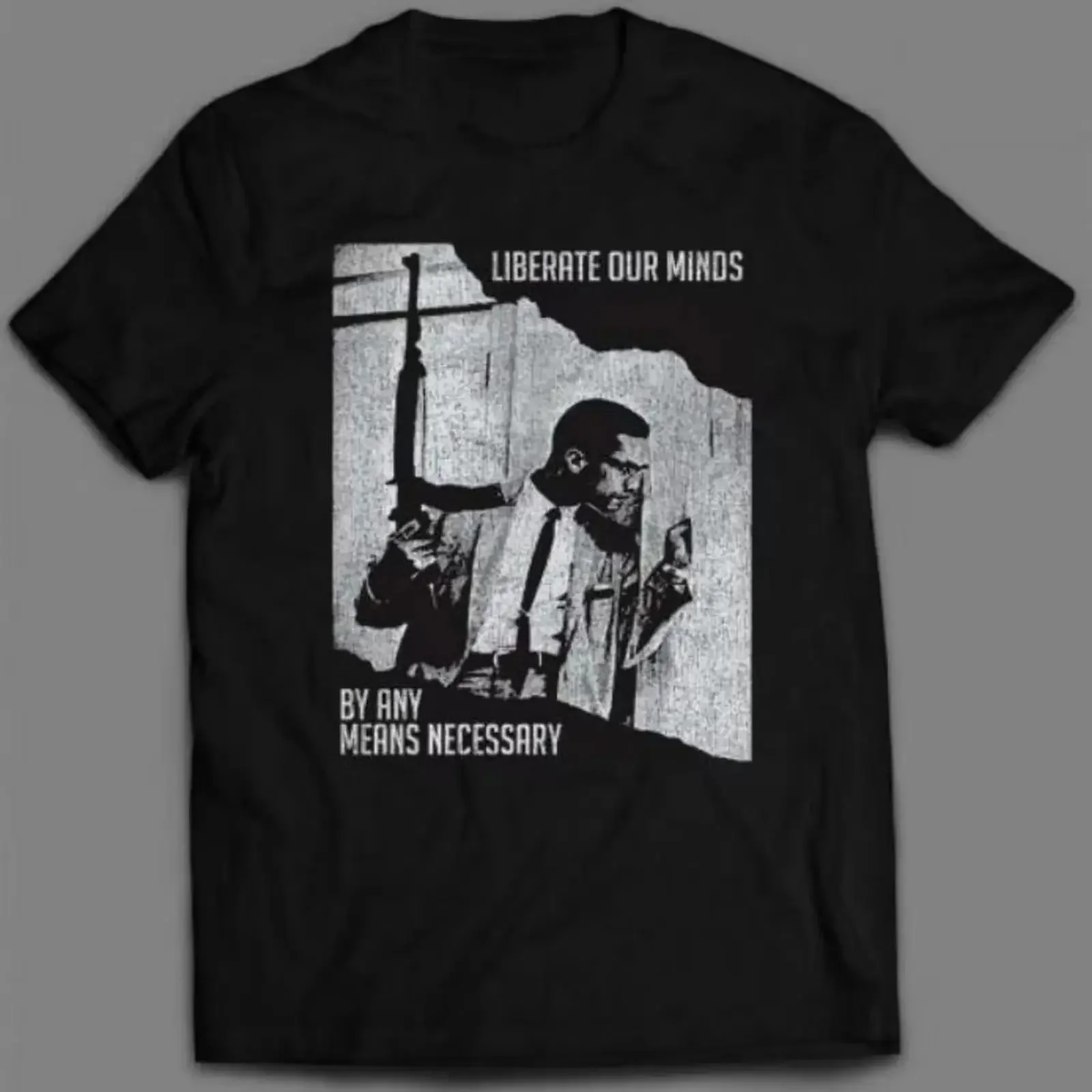 Mens Malcolm X T Shirt Liberate Our Minds Design Black Cotton Crew Ne vintage Washed graphic Stylish Breathable Soft Casual