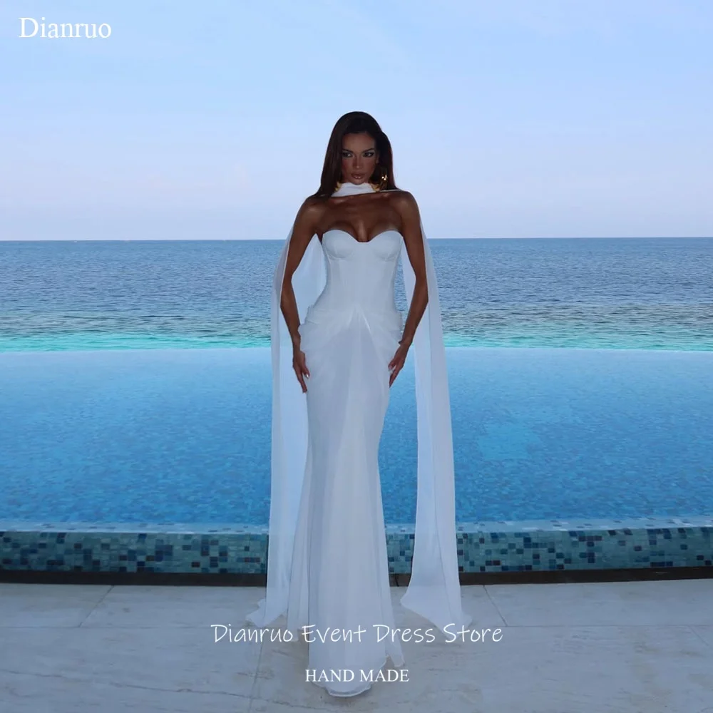 Dianruo Flowing Chiffon Ribbons Wedding Dress Sweetheart Bridal Vestido Princesa Seaside Photoshoot Vestido Femininos Customized