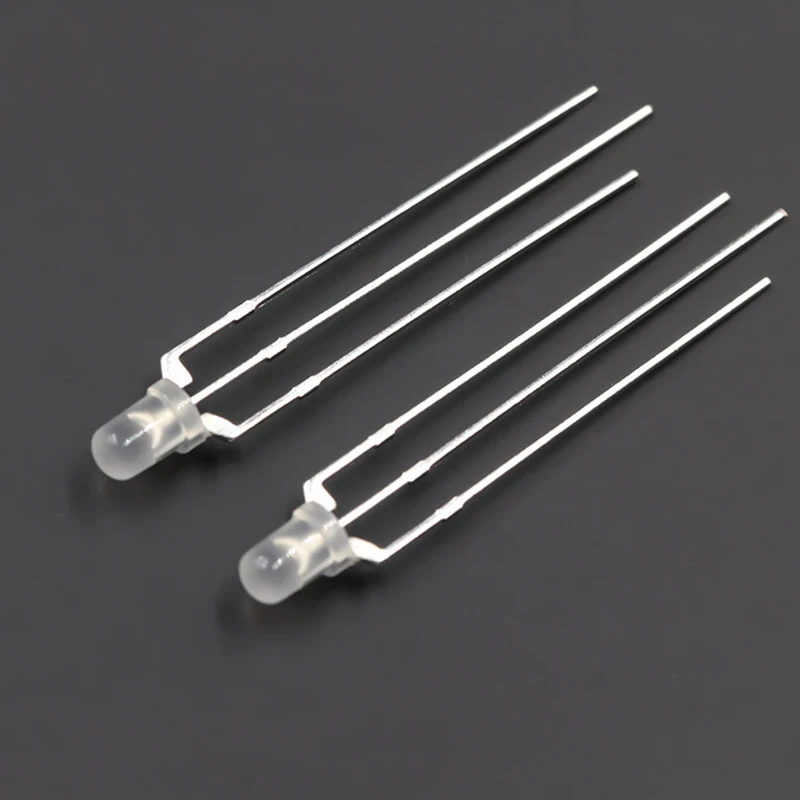 F3 3mm Dual Color Foggy Light Emitting Diode LED 3 Pin Bi-color Red Green Blue Common Cathode Anode In-line Lighting Beads