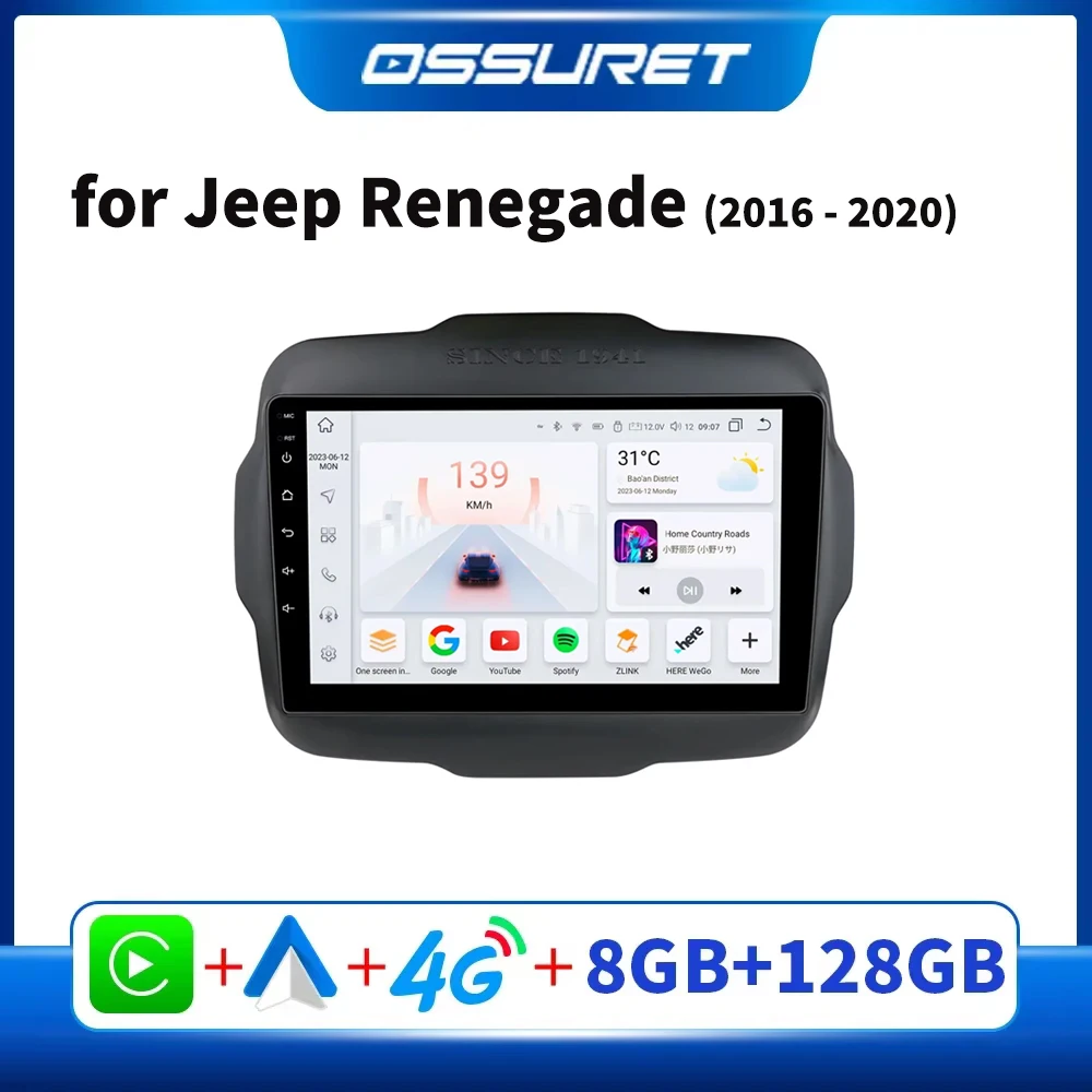 Car Radio Android for Jeep Renegade 2016 - 2020 Android Auto Stereo CarPlay Multimedia 7862 Intelligent Screen Audio Player GPS 