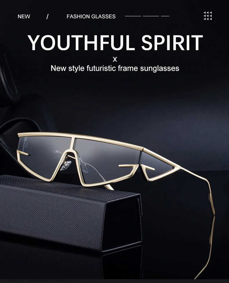 Y2K Punk Quadratische Schild Sonnenbrille Männer 2025, Luxus Marke Vintage Unregelmäßige Steampunk Winddicht Sonnenbrille für Frauen Shades UV400 – Detail 3