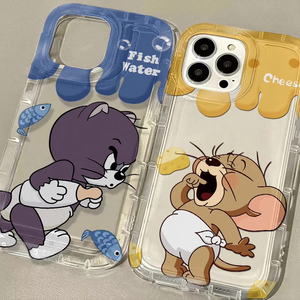 Lovely Cartoon  Clear Case for TomS JerryS IPhone 16 15 14 13 12 11 Pro Max 14 15 7 8 Plus X XR XS Max SE2020 Airbag Shockproof