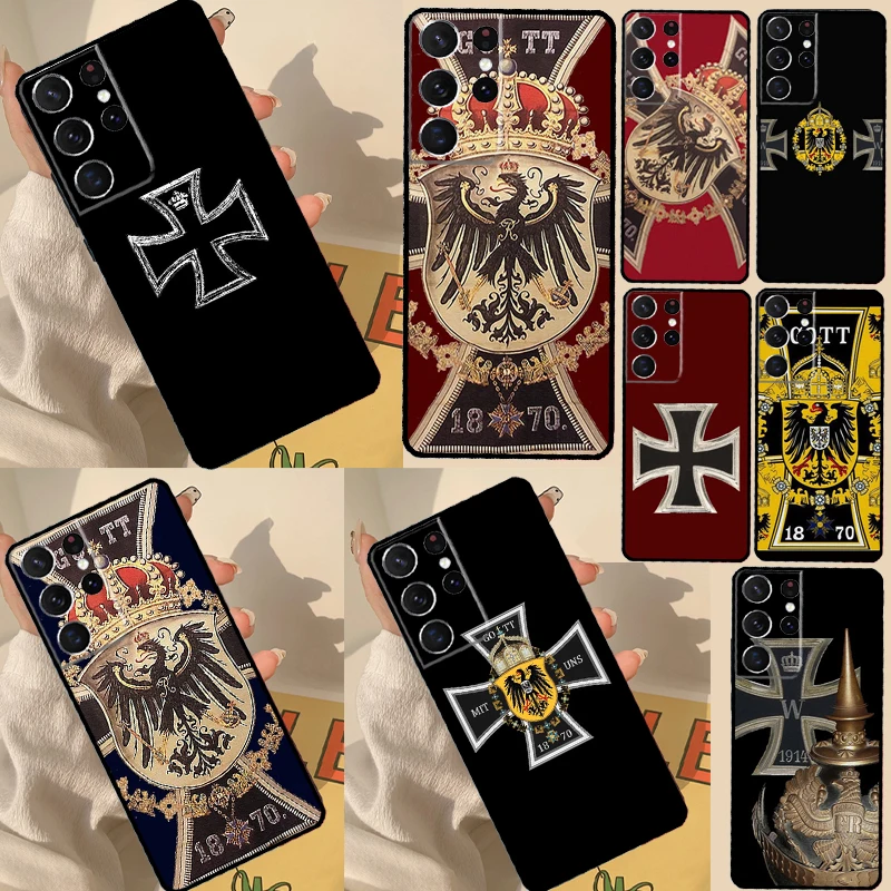 German 1870 Gott mit Uns Iron Cross Case For Samsung Galaxy S22 Ultra Note 20 S21 Ultra S9 S10 Note 10 Plus S20 FE Phone Cover