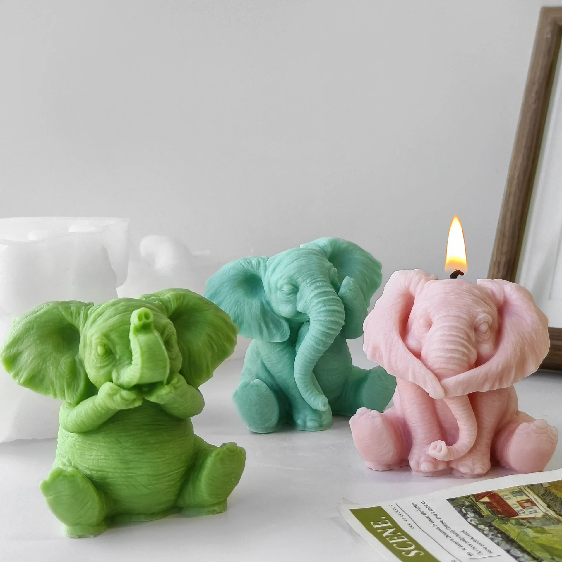 

3D силиконовая форма для свечи со слоном, ручная работа, милые животные, смоляная форма, форма для украшений, форма для мыла