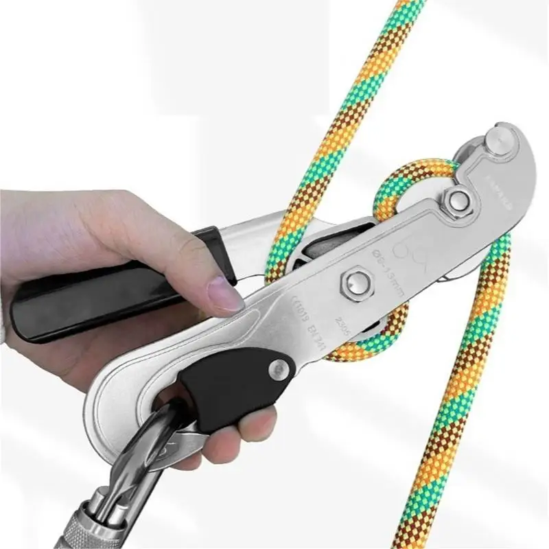 Outdoor Rock Climbing Descend device STOP Handle-Control Abseiling Device Downhill Descender Rappelling SRT Tools