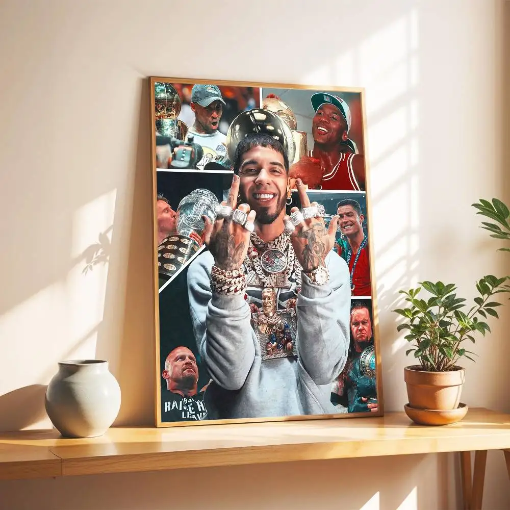 1 szt. Plakat z listą utworów Anuel AA Real Hasta La Muerte, wysokiej jakości druk, wodoodporny, naklejka ścienna do baru, salonu, dekoracja, prezent