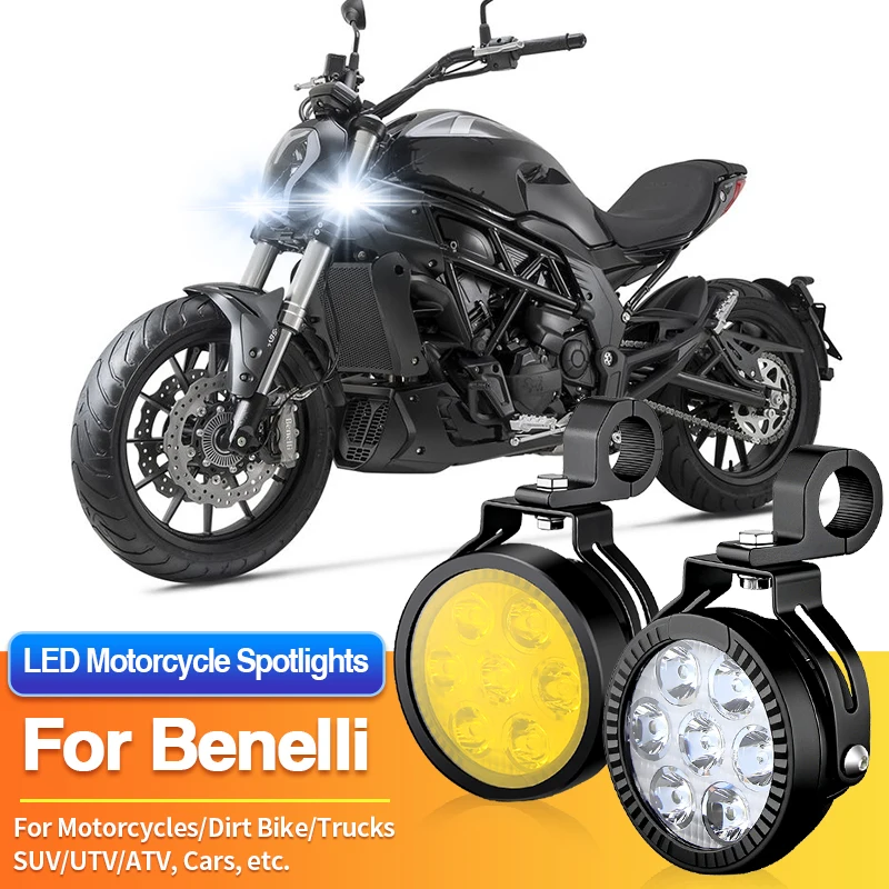1 Set LED Universal Motorcycles Headlight Dual Color Fog Light UTV ATV for Benelli 302S/502C/752S/Leoncino 500/Leoncino Trail