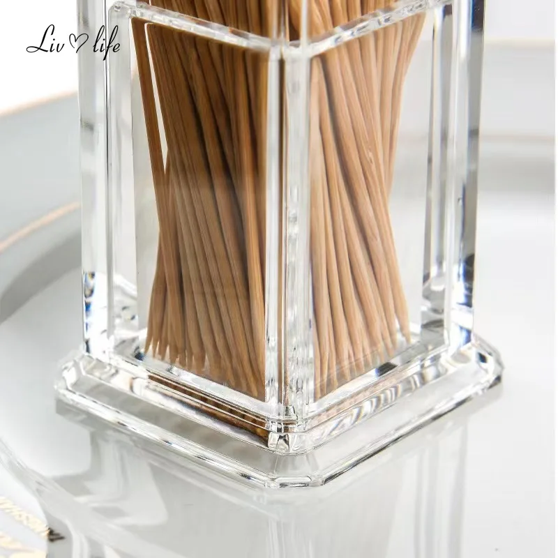 1Pcs Toothpick Holder Thickened Acrylic Transparent Square Portable Creative Convenient Life Home Living Room Storage Box